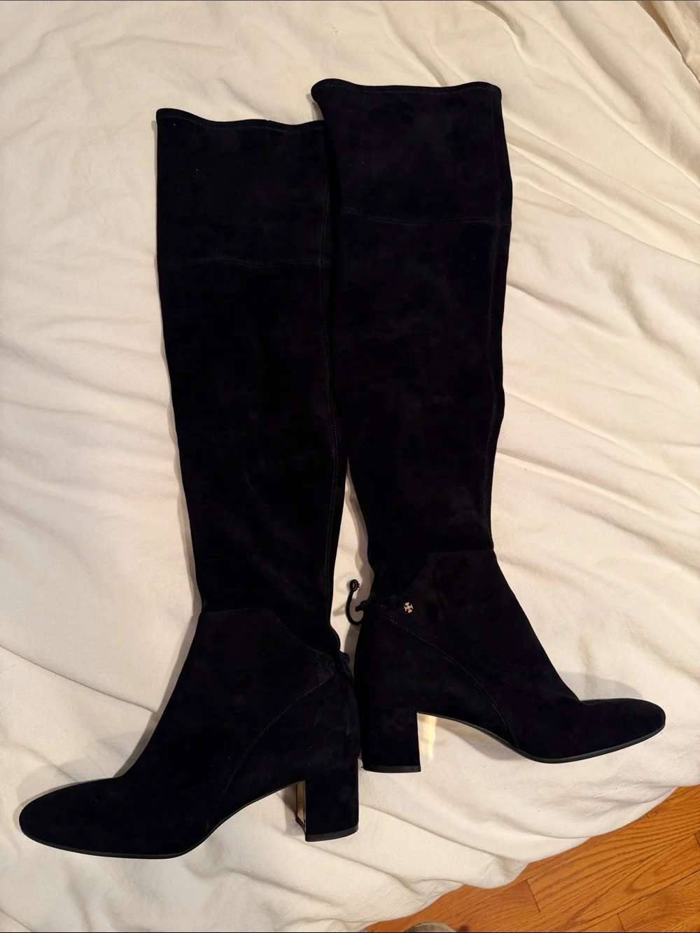 Tory Burch Black Suede Over-the-Knee Block Heel Boots